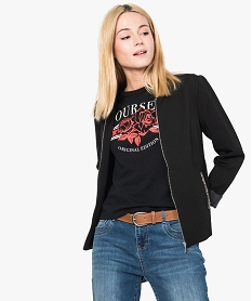 GEMO Veste zippée pour femme avec détail pailletés sur les poches noir standard