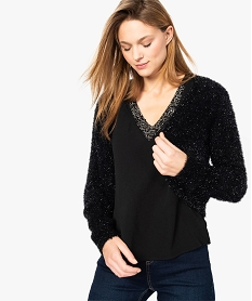 GEMO Gilet femme forme boléro en maille pailletée noir standard