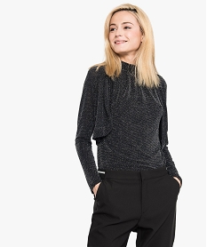 GEMO Boléro en maille pailletée pour femme noir standard