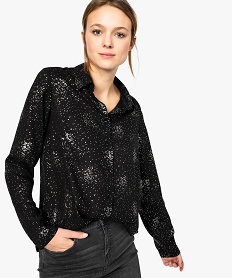 GEMO Chemise femme fluide avec motifs pailletés argente