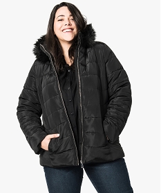 GEMO Doudoune femme mi-longue avec capuche ourlée noir standard