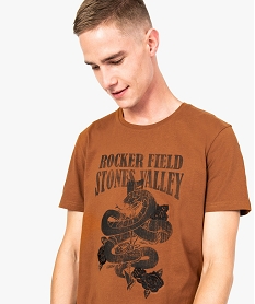 tee-shirt a manches courtes imprime et brode orange8368101_2