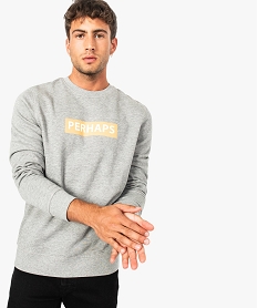 sweat-shirt pour homme avec inscription sur lavant gris sweats8368501_1