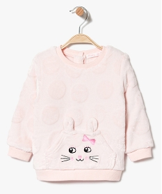 GEMO Sweat texturé en pilou avec poche lapin Rose