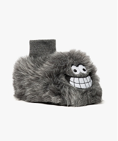 chaussons peluches fantaisie gris8369701_2