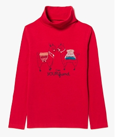 GEMO Tee-shirt col roulé motif lama en relief rouge standard