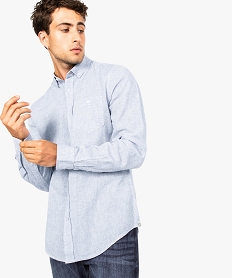 GEMO Chemise unie manches longues Bleu