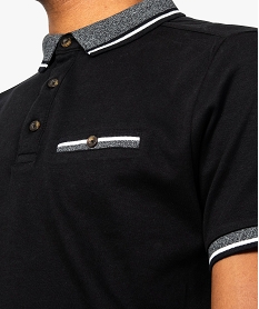 polo homme en jersey de coton et col chine noir8373601_2