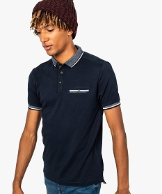 polo homme en jersey de coton et col chine bleu polos8373801_1