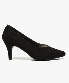 GEMO Escarpins pointus aspect cuir velours noir standard