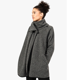 GEMO Manteau souple en maille forme cape pour femme Gris