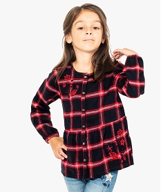 chemise fille a basque avec carreaux et broderies imprime8377401_1
