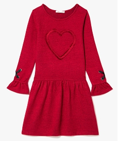 robe en maille fille avec motif coeur sur lavant rouge8377501_2
