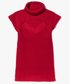 GEMO Robe en maille à col roulé et manches courtes Rouge