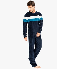 ensemble de pyjama en velours avec larges rayures bleu8379001_1