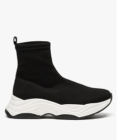 GEMO Baskets-chaussettes femme à épaisse semelle noir standard
