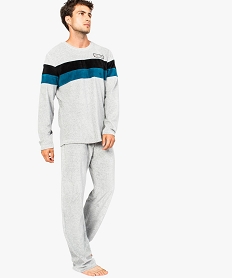 ensemble de pyjama en velours avec larges rayures gris8379901_1