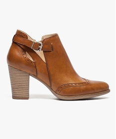 GEMO Low-boots femme dessus cuir avec bout fleuri 15172