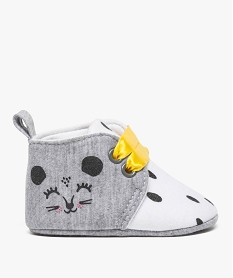 GEMO Chaussons de naissance avec motif animal et lacets contrastants Gris