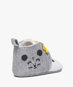 chaussons de naissance avec motif animal et lacets contrastants gris chaussures de naissance8384301_4