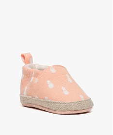 chaussons de naissance en toile avec motifs ananas rose chaussures de naissance8384401_2