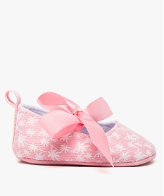 chaussons de naissance fille motifs et ruban - lulu castagnette rose chaussures de naissance8384501_1