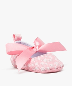 chaussons de naissance fille motifs et ruban - lulu castagnette rose chaussures de naissance8384501_2