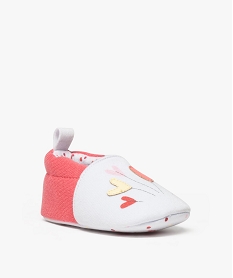 chaussons de naissance bicolores avec motifs fleurs blanc chaussures de naissance8384801_2