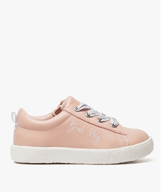 GEMO Tennis bébé fille avec lacets pailletés et zip Rose