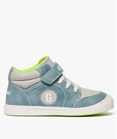 GEMO Baskets montantes bébé coloris bicolores en toile et simili cuir - Gepy bleu standard