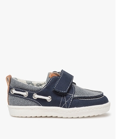 GEMO Chaussures bateau bébé garçon en toile bicolore Bleu