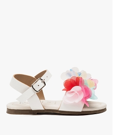 GEMO Sandales bébé fille avec fleurs en tulle multicolores Blanc