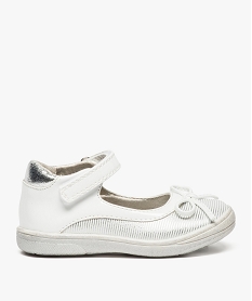 GEMO Chaussures de marche fille vernies avec touches pailletées Blanc