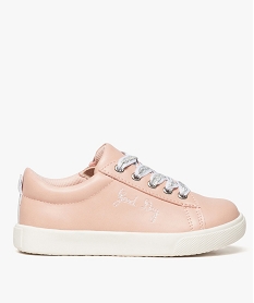 GEMO Baskets fille avec lacets pailletés et zip sur le côté Rose