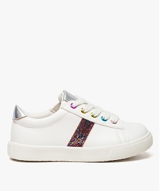 tennis fille a paillettes avec touches irisees et multicolores blanc baskets8395001_1