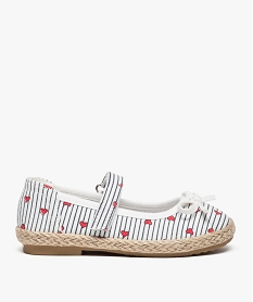 ballerines fille en toile rayee a motif cœurs et semelle corde blanc ballerines8400601_1