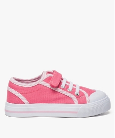 GEMO Tennis fille à scratch et lacets élastiques avec finition rayée Rose