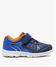 GEMO Baskets garçon bicolores fermeture lacet élastique et scratch. Du 31 au 38. Bleu