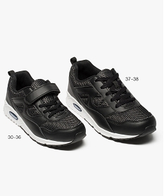 GEMO Baskets garçon à scratch en mesh Noir