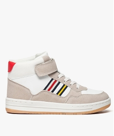 GEMO Baskets montantes garçon avec bandes colorées sur les côtés Blanc