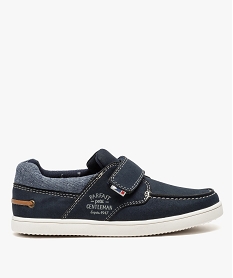 chaussures bateau garcon bi-matieres avec fermeture scratch bleu8407601_1