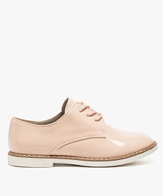 GEMO Derbies fille vernis à semelle blanche Rose