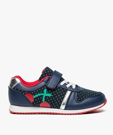 GEMO Baskets fille avec motifs pois et cerise en toile Bleu