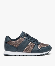 GEMO Baskets fille avec paillettes et fermeture lacets Bleu