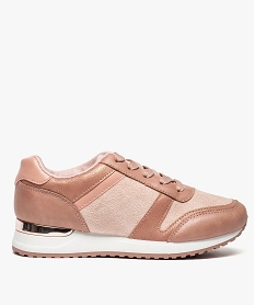 GEMO Baskets bi-matières fille avec touches pailletées Rose