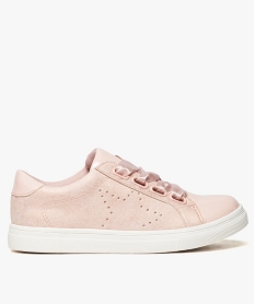 GEMO Baskets fille avec dessus verni et pailleté avec lacelts ruban Rose