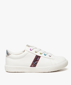 GEMO Baskets fille avec touches pailletées et double fermeture Blanc