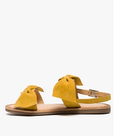 sandales fille velours avec noeuds sur le dessus jaune8412401_3