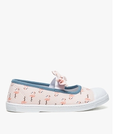 tennis fille en toile facon ballerines avec motif flamants et nœud imprime8414801_1