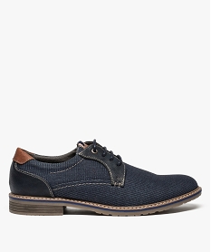 GEMO Derbies homme en toile aspect denim avec semelle fantaisie Bleu